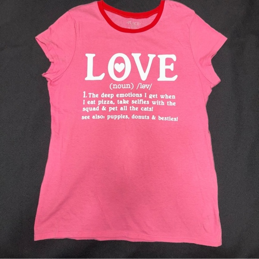 Children’s Place Valentine’s Day tee pink girls size XL 14
